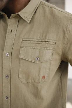 Shirts*Freeman T. Porter Joshua Washed Linen dustyolive