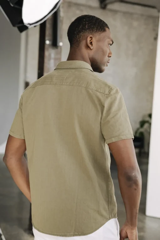 Shirts*Freeman T. Porter Joshua Washed Linen dustyolive