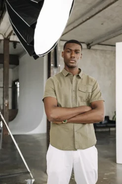 Shirts*Freeman T. Porter Joshua Washed Linen dustyolive