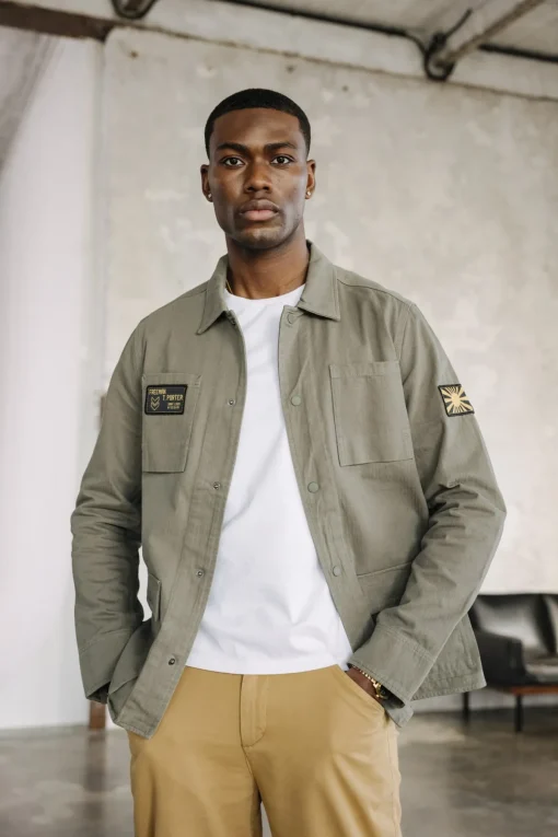 Jackets & Overshirts*Freeman T. Porter Luck Chevron dustyolive