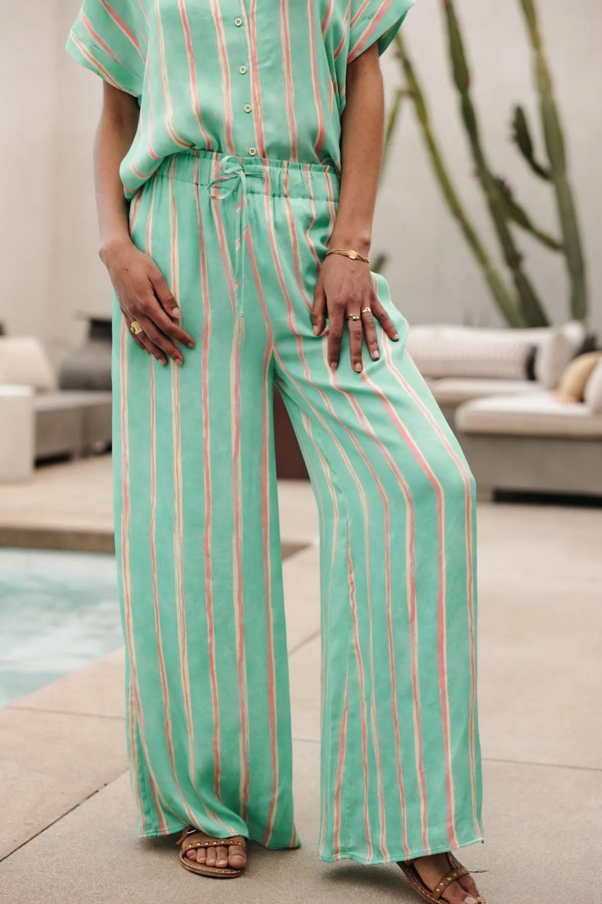 Colored Pants | Large*Freeman T. Porter Phandy Crafty Stripe deepmint