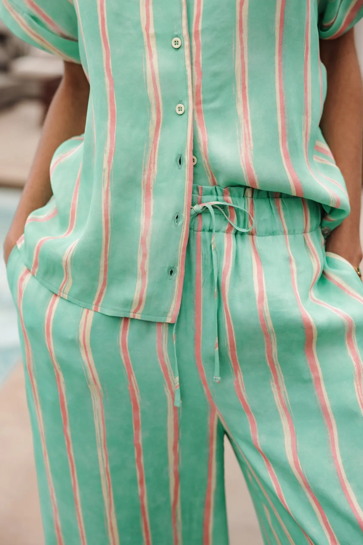 Colored Pants | Large*Freeman T. Porter Phandy Crafty Stripe deepmint